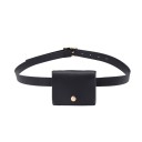 Bolsa de cintura feminina em couro PU Pequena bolsa com aba e botão dourado Cinto ajustável com fivela dourada 10 x 2,5 x 9 cm 2