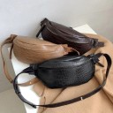 Bolsa de cintura feminina em pele PU com padrão de crocodilo Bolsa para usar na cintura ou diagonalmente pelo corpo Fecho de metal com alça 4