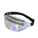 Bolsa de cintura holográfica colorida em pele sintética 24 x 14 x 7 cm Bolsa de ombro brilhante e iridescente Acessório de moda 6