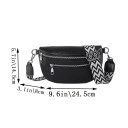 Bolsa de cintura preta para senhora 24,5 x 14,5 x 8 cm Bolsa crossbody estilosa em pele sintética Bolsa de cintura moderna com alça ajustável Zíperes 2