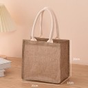 Bolsa de compra 21 x 20 x 12 cm Bolsa de poliéster con aspecto de yute Asas de algodón Pequeña bolsa resistente para almuerzo o regalos 2