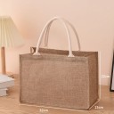 Bolsa de compra 32 x 22 x 15 cm Bolsa de poliéster con aspecto de yute Asas de algodón Bolso de mano pequeño para regalos y compras 2