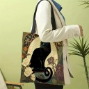 Bolsa de compra de lona 40x40 cm con motivo de gato negro Estampado artístico estilo Art Nouveau Bolso de hombro reutilizable 2