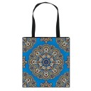 Bolsa de compra para mujer con estampado colorido de mandalas y adornos Bolsa de poliéster con dos asas negras Dimensiones 34,5 x 33,5 cm 21