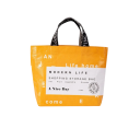 Bolsa de compra plegable 30 x 23 cm Bolsa amarilla/beige para frutas y verduras Bolsa impermeable portátil con la inscripción Have a nice day Bolsa de PP 1