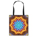 Bolsa de compras feminina com impressão colorida de mandalas e ornamentos Bolsa de poliéster com duas alças pretas Dimensões 34,5 x 33,5 cm 2