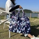 Bolsa de compras plegable 53 x 40 cm Mariposas y flores oscuras Bolsa duradera de gran capacidad Bolso de mano de nailon Bolsa reutilizable 3