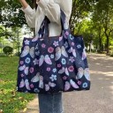 Bolsa de compras plegable 53 x 40 cm Mariposas y flores oscuras Bolsa duradera de gran capacidad Bolso de mano de nailon Bolsa reutilizable 4