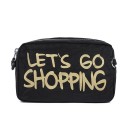 Bolsa de cosméticos feminina com dois compartimentos com fecho Frase em inglês colorida Argolas metálicas nas laterais Nylon 20 x 12 7