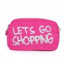 Bolsa de cosméticos feminina com dois compartimentos com fecho Frase em inglês colorida Argolas metálicas nas laterais Nylon 20 x 12 3