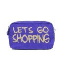 Bolsa de cosméticos feminina com dois compartimentos com fecho Frase em inglês colorida Argolas metálicas nas laterais Nylon 20 x 12 10