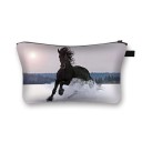 Bolsa de cosméticos feminina com estampado de cavalos Estojo com fecho e alça Poliéster 13 x 21,5 cm Para maquilhagem, pincéis e pequenos objetos 14