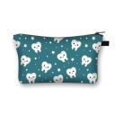 Bolsa de cosméticos feminina com estampado de dentes sorridentes Bolsa de poliéster com fecho de correr e fundo alargado Dimensões 13 x 21,5 cm 2