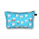 Bolsa de cosméticos feminina com estampado de dentes sorridentes Bolsa de poliéster com fecho de correr e fundo alargado Dimensões 13 x 21,5 cm 15