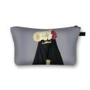 Bolsa de cosméticos feminina com estampado de mulher em hijab. Estojo de poliéster para maquilhagem e pequenos itens com fecho zip e alça 10