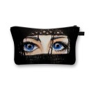 Bolsa de cosméticos feminina com estampado de mulher em hijab. Estojo de poliéster para maquilhagem e pequenos itens com fecho zip e alça 12