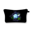 Bolsa de cosméticos feminina com estampado de rosas Fecho com zip e pega Interior preto Poliéster 13 x 21,5 cm Para maquilhagem e pincéis 3