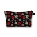 Bolsa de cosméticos feminina com estampado de rosas Fecho com zip e pega Interior preto Poliéster 13 x 21,5 cm Para maquilhagem e pincéis 6