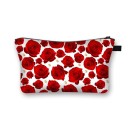 Bolsa de cosméticos feminina com estampado de rosas Fecho com zip e pega Interior preto Poliéster 13 x 21,5 cm Para maquilhagem e pincéis 9