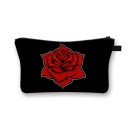Bolsa de cosméticos feminina com estampado de rosas Fecho com zip e pega Interior preto Poliéster 13 x 21,5 cm Para maquilhagem e pincéis 11