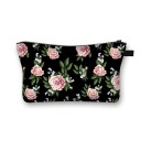 Bolsa de cosméticos feminina com estampado de rosas Fecho com zip e pega Interior preto Poliéster 13 x 21,5 cm Para maquilhagem e pincéis 14