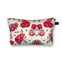 Bolsa de cosméticos feminina com estampado de rosas Fecho com zip e pega Interior preto Poliéster 13 x 21,5 cm Para maquilhagem e pincéis 15