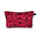 Bolsa de cosméticos feminina com estampado de rosas Fecho com zip e pega Interior preto Poliéster 13 x 21,5 cm Para maquilhagem e pincéis 22