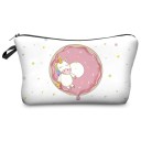 Bolsa de cosméticos feminina com estampado divertido de animais Motiv lhamas ou unicórnios ou preguiças Fecho com zíper Poliéster 13,5 x 22 cm 9