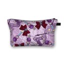 Bolsa de cosméticos feminina com estampagem de laços, estrelas e corações Estojo de poliéster com fecho de correr e alça 13 x 21,5 cm Estojo 8