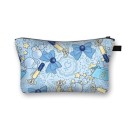 Bolsa de cosméticos feminina com estampagem de laços, estrelas e corações Estojo de poliéster com fecho de correr e alça 13 x 21,5 cm Estojo 10