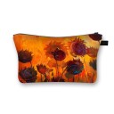 Bolsa de cosméticos feminina com girassóis Estampa colorida Fecho com zip e alça Poliéster 13 x 21,5 cm Para cosméticos e pequenos itens 5