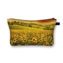Bolsa de cosméticos feminina com girassóis Estampa colorida Fecho com zip e alça Poliéster 13 x 21,5 cm Para cosméticos e pequenos itens 15