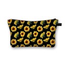 Bolsa de cosméticos feminina com girassóis Estampa colorida Fecho com zip e alça Poliéster 13 x 21,5 cm Para cosméticos e pequenos itens 21