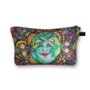 Bolsa de cosméticos feminina com impressão colorida Padrões psicadélicos e florais Estojo com fecho e alça Poliéster 13 x 21,5 cm 6