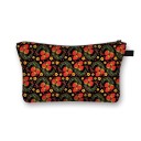 Bolsa de cosméticos feminina com impressão colorida Padrões psicadélicos e florais Estojo com fecho e alça Poliéster 13 x 21,5 cm 9