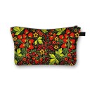 Bolsa de cosméticos feminina com impressão colorida Padrões psicadélicos e florais Estojo com fecho e alça Poliéster 13 x 21,5 cm 10