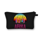 Bolsa de cosméticos feminina com impressão ilustrada Retratos de mulheres e motivos africanos Bolsa de poliéster com fecho 13 x 21,5 cm Estojo 2