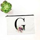 Bolsa de cosméticos feminina com inicial e flores em aguarela Estojo plano branco com fecho de correr em tecido Dimensão 14 x 22 cm Fecho de correr 7