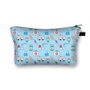 Bolsa de cosméticos feminina com motivos de saúde Estampado colorido Fecho com zip e alça Poliéster 21,5 x 13 x 15,5 cm Presente para profissionais 4