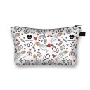 Bolsa de cosméticos feminina com motivos de saúde Estampado colorido Fecho com zip e alça Poliéster 21,5 x 13 x 15,5 cm Presente para profissionais 1