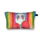 Bolsa de cosméticos feminina com motivos de saúde Estampado colorido Fecho com zip e alça Poliéster 21,5 x 13 x 15,5 cm Presente para profissionais 15