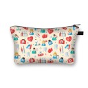 Bolsa de cosméticos feminina com motivos de saúde Estampado colorido Fecho com zip e alça Poliéster 21,5 x 13 x 15,5 cm Presente para profissionais 18