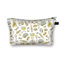 Bolsa de cosméticos feminina com motivos de saúde Estampado colorido Fecho com zip e alça Poliéster 21,5 x 13 x 15,5 cm Presente para profissionais 19