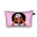 Bolsa de cosméticos feminina com motivos de saúde Estampado colorido Fecho com zip e alça Poliéster 21,5 x 13 x 15,5 cm Presente para profissionais 25