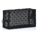 Bolsa de cosméticos feminina com padrão de corações Rede transparente de nylon Forma retangular Zíper com anel Bolsa de cosméticos para viagens 2