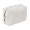 Bolsa de cosméticos feminina em pele PU em forma de paralelepípedo 17 x 11 x 6 cm Fecho com puxador dourado Estojo elegante para maquilhagem 4