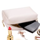 Bolsa de cosméticos feminina em pele PU em forma de paralelepípedo 17 x 11 x 6 cm Fecho com puxador dourado Estojo elegante para maquilhagem 7