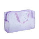 Bolsa de cosméticos feminina em PVC transparente com padrão floral Bolsa com fecho de correr e duas alças e bolsos em rede 23 x 15,5 x 8 cm 3