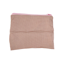 Bolsa de cosméticos feminina xadrez 21 x 17 cm Bolsa de viagem de algodão e linho para maquilhagem Bolsa de armazenamento de grande capacidade com fecho 2