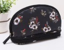 Bolsa de cosméticos ovalada para mujer de dos compartimentos de oxford y nylon Dos compartimentos con cremallera Lazos para pinceles y bolsillo 3